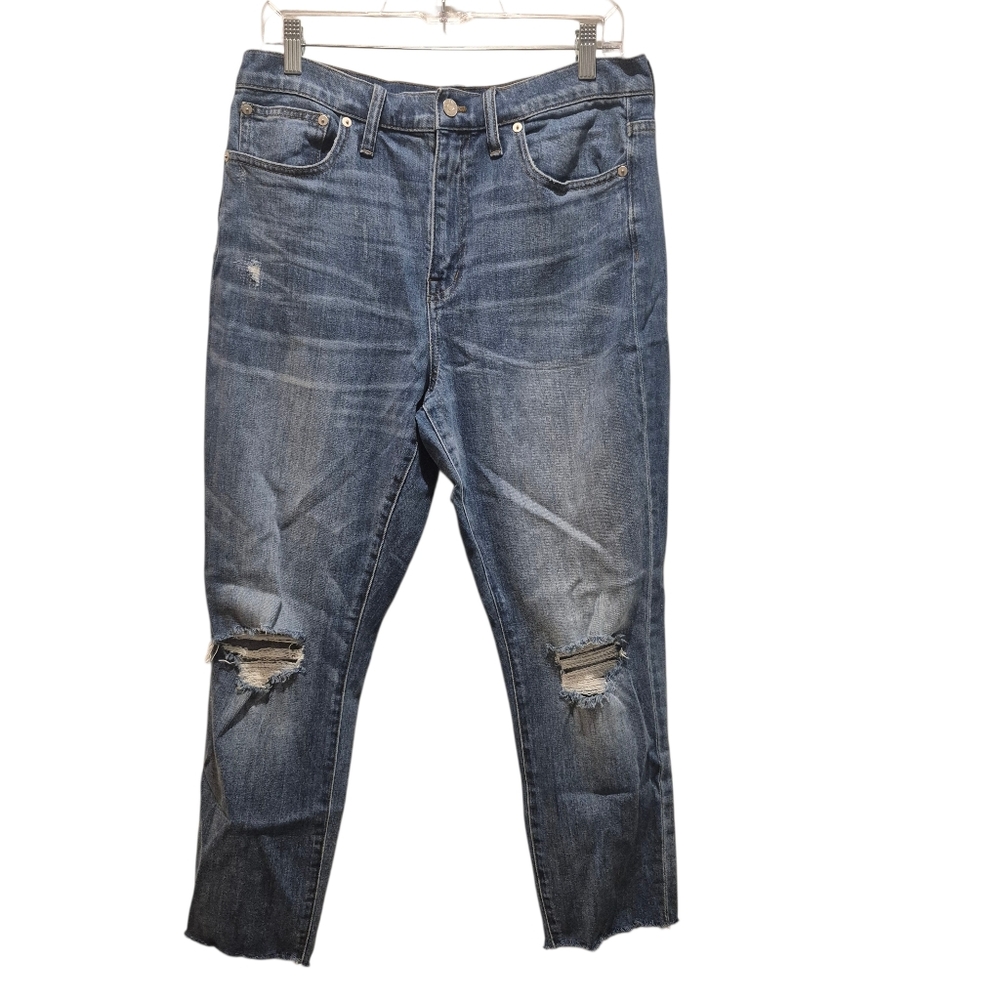 Madewell The High Rise Slim Boyjean Denim Jeans Size 29 Raw Hem Blue